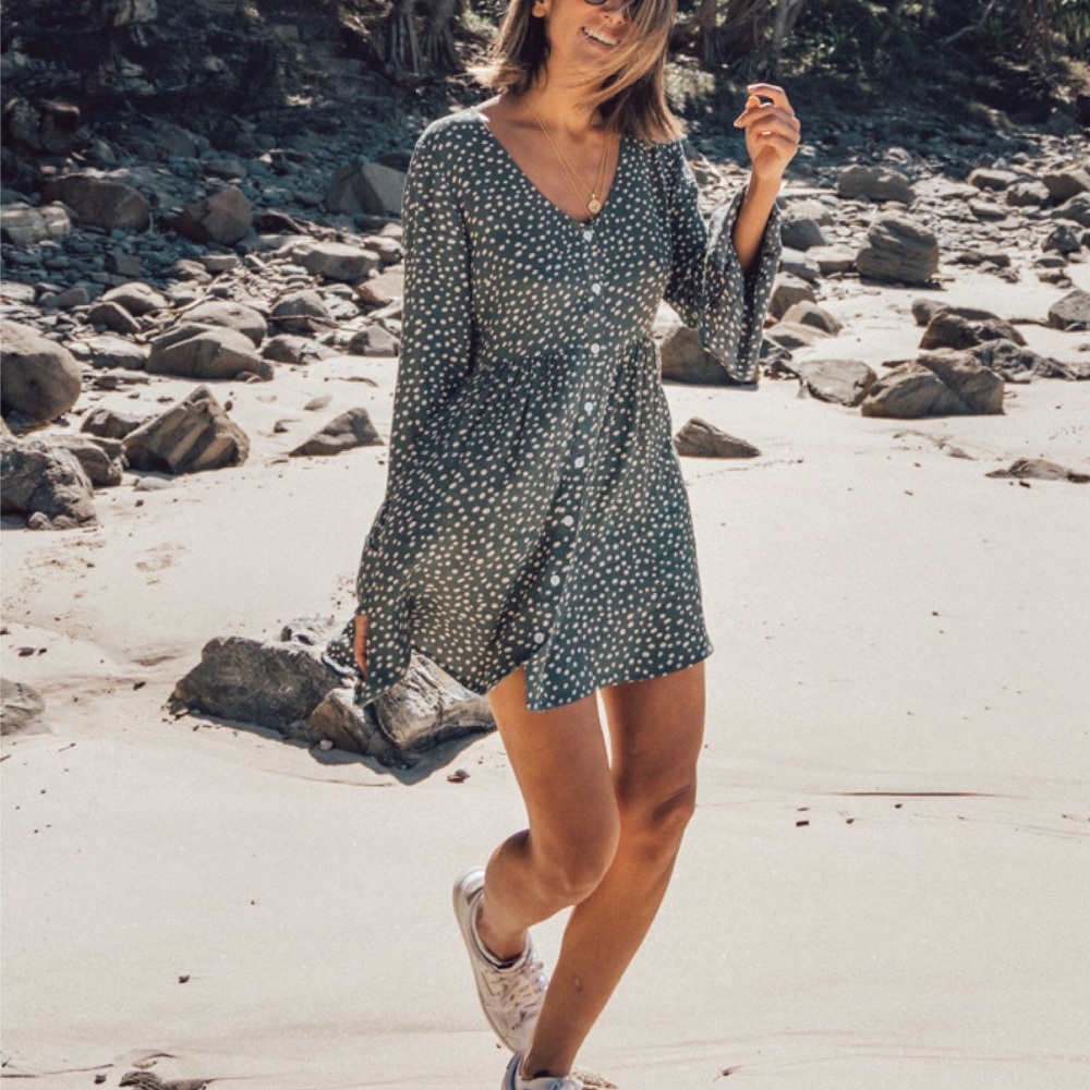 Kivari Jamala Sage Polka Babydoll Dress